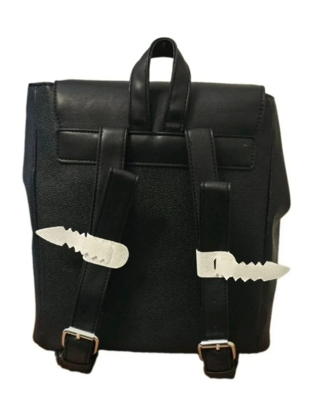 Loume Black Faux Leather Unisex Backpack